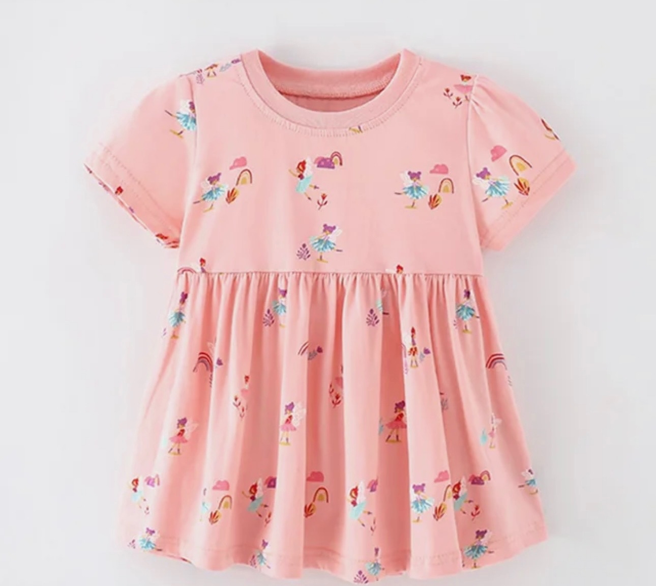 Детское платье с рисунком и цветочным принтом из натурального хлопока