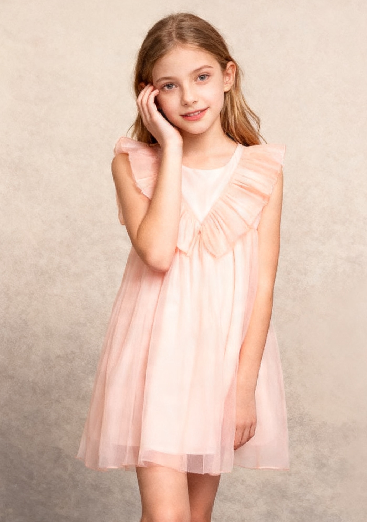 Нарядное розовое платье для девочки 