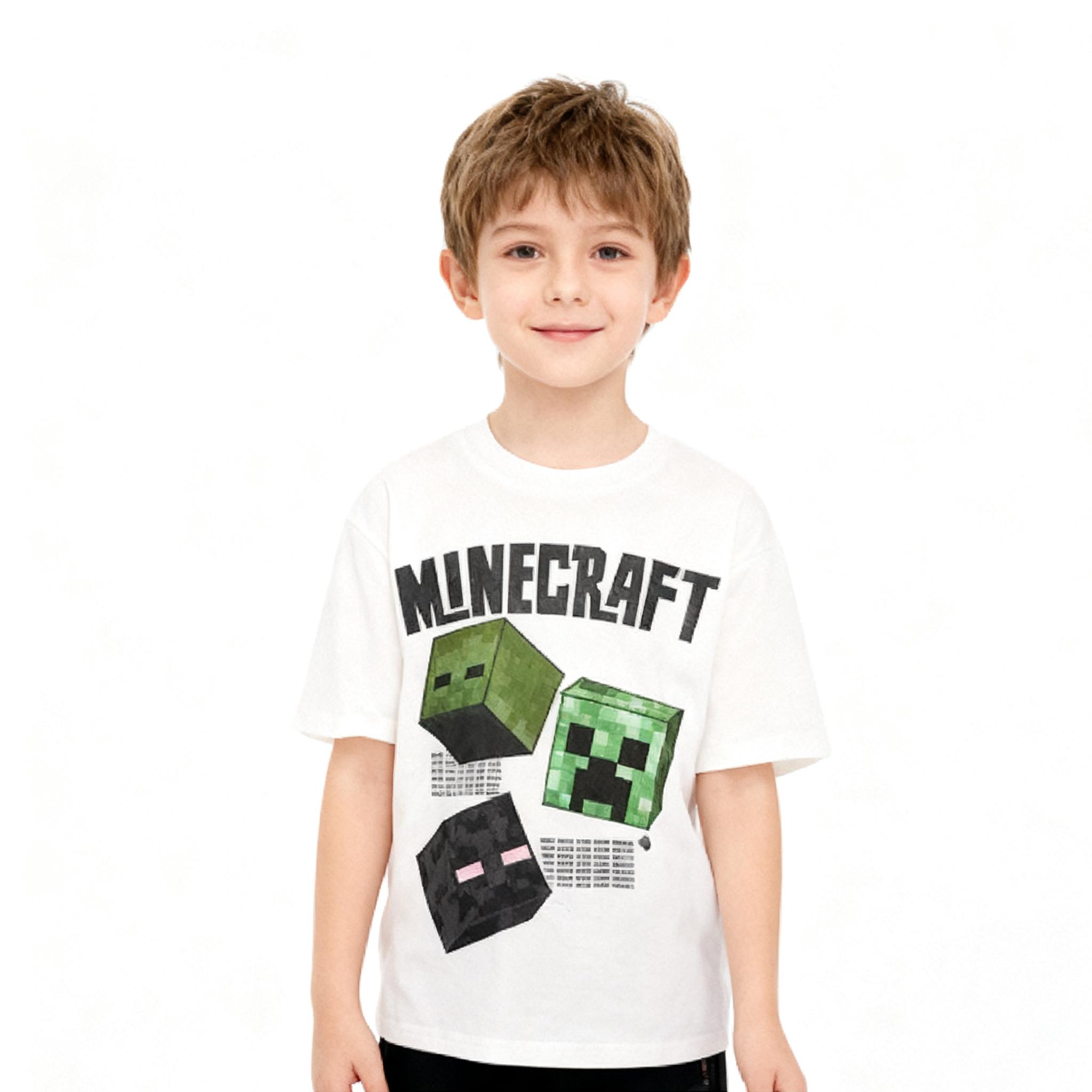 Белая футболка с героями игры 'minecraft'